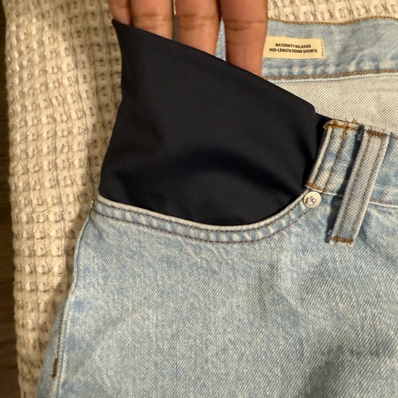 Madewell Maternity Light Blue Denim Jean Shorts with Navy Accents size 27 - Picture 13 of 13